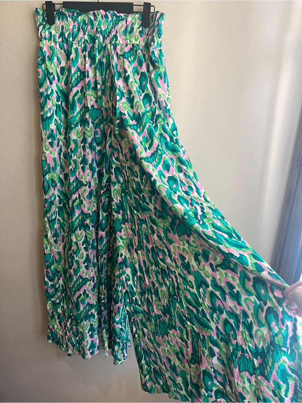 Green Abstract Print wide leg pants - Women